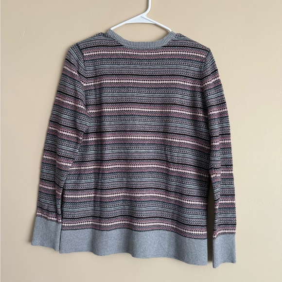 L.L. Bean Gray and Pink Striped Cardigan - Picture 3 of 8